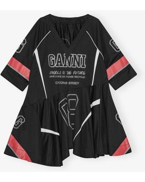 Ganni League Oversized Mini Dress - Black