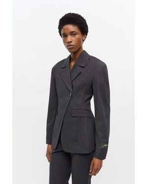 Ganni Pinstripe Blazer Jacket - Blue