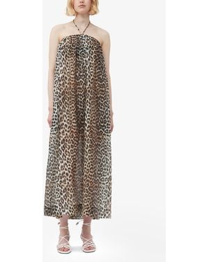 Ganni Sheer Voile Maxi Strap Dress - Natural