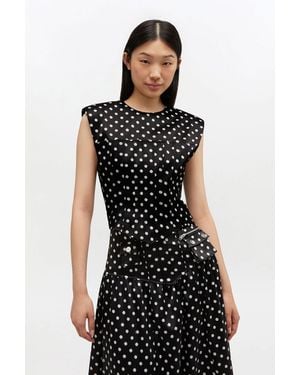 Ganni Korsett-Top Aus Gepunktetem Satin - Schwarz