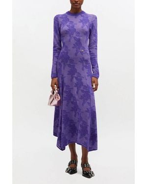 Ganni Sheer Flower Dress - Purple