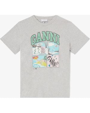 Ganni Bear Comic T-Shirt - Grey