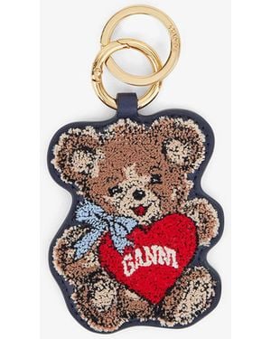 Ganni Joy Bear Keyring - White