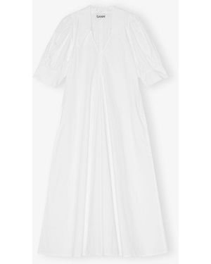 Ganni Poplin Midi Dress - White
