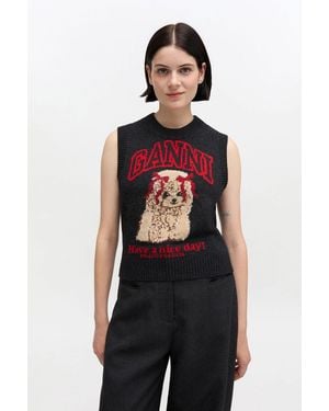 Ganni Graphic Wool Vest - Multicolour