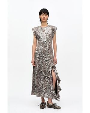 Ganni Stretch Sequins Long Dress - White