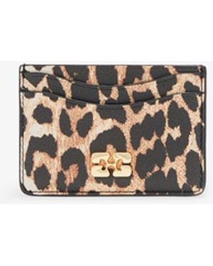 Ganni Leopard Grained Bou Card Holder - White