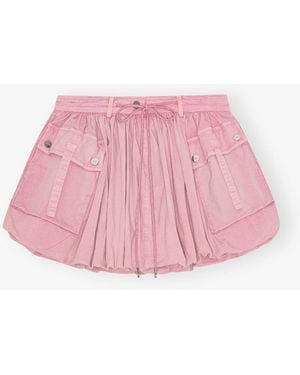 Ganni Washed Mini Bubble Skirt - Pink