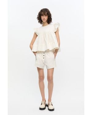 Ganni Cotton Shorts - White