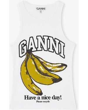Ganni Tank Top With Banana - White