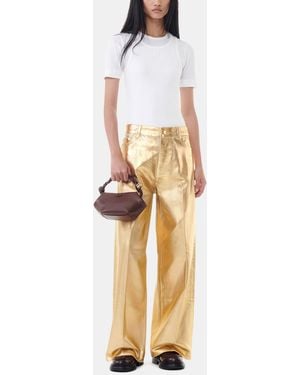 Ganni Foil Wide Jeans - Metallic