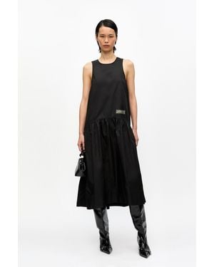 Ganni Duchesse Nylon Midi Dress - Black