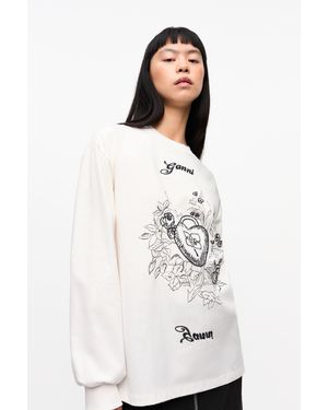 Ganni Re-Cut Heavy Long Sleeve T-Shirt - White
