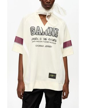 Ganni Ivory League Oversized T-Shirt - Natural