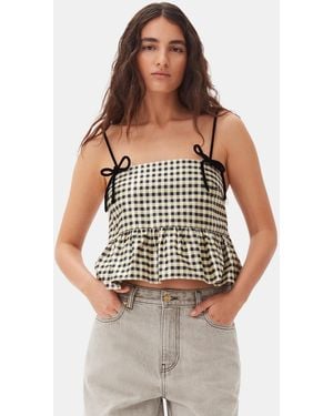 Ganni Shiny Check Jacquard Top - Multicolor