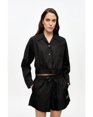 Ganni Duchesse Nylon Cropped Jacket - Black
