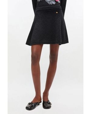 Ganni Dark Wool Mini Skirt - Black