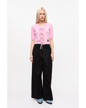 Ganni Heavy Cotton Tailoring Mid Waist Pants - Pink
