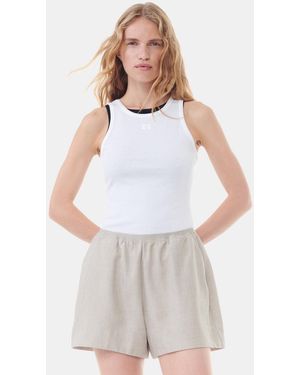Ganni Soft Cotton Rib Tank Top - Blue
