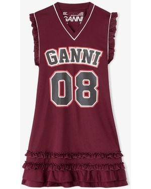 Ganni Robe En Cycora - Rouge