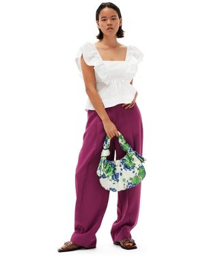 Ganni Summer Suiting Relaxed Pleated Pants - Red