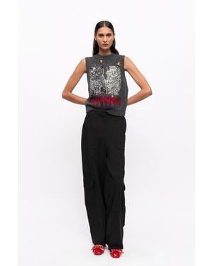 Ganni Twill Suiting Cargo Pants - Black