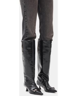 Ganni Eyelets Slouchy High Shaft Boots - Black