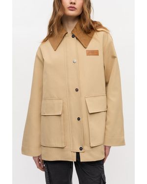 Ganni Camel Twill Midi Jacket - Natural