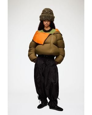 Ganni Bonnet Xxl En Maille Torsadée Vert - Marron