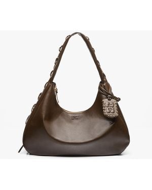 Ganni Dunkel-Olivfarbene Oleatex Hobo-Tasche Im Xxl-Format - Grün