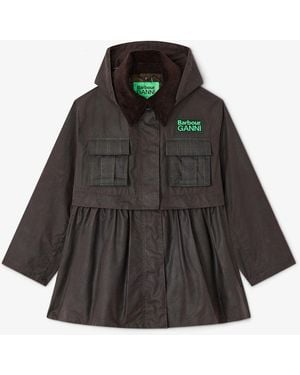 Ganni X Barbour Peplum Wax Jacket - Black