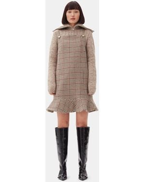 Ganni Check Mini Dress - Natural