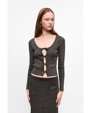 Ganni And Sparkle Tie String Cardigan - Black