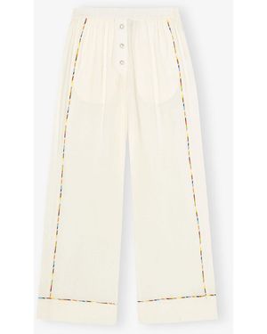 Ganni Fluid Modal Elasticated Pants - White