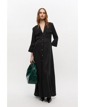 Ganni Fluid Cupro Maxi Dress - Black