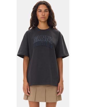 Ganni Black Heavy Cotton Drop Shoulder Fringe T-shirt Size 2xs