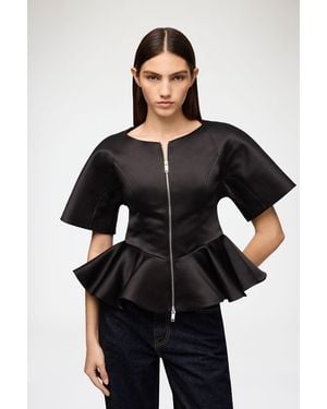Ganni Bluse Aus Schwarzem Satin