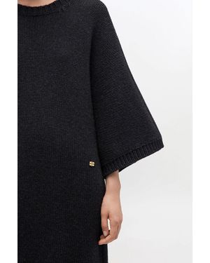 Ganni Dark Wool Mix Dress - Black