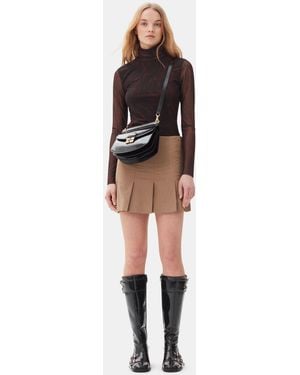 Ganni Drapey Melange Mini Skirt - Black
