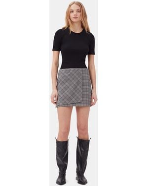 Ganni Checkered Mini Skirt - Black