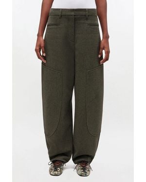 Ganni Mouline Curved Trousers - Green