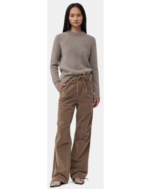 Ganni Washed Corduroy Drawstring Trousers - Brown