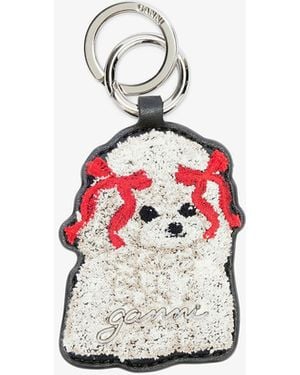 Ganni Joy Dog Bow Keyring - White