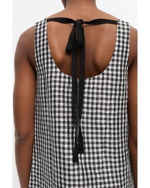 Ganni Crinkled Check Long Dress - Black
