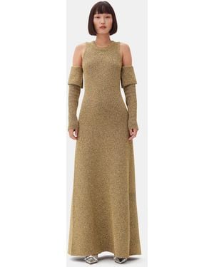 Ganni Sparkle Cold-Shoulder Maxi Dress - Natural