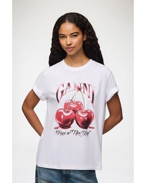 Ganni Basic Jersey Cherry Relaxed T-shirt - White
