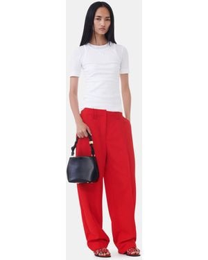 Ganni Twill Suiting Pants - Red