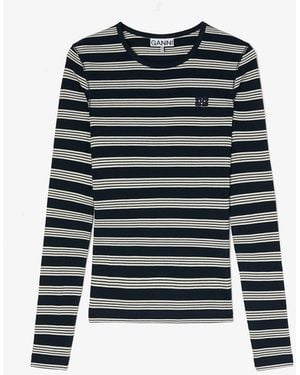 Ganni Stripe Rib Long-Sleeve - Black