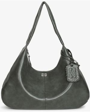 Ganni Stahlgraue Xxl Hobo-Tasche - Schwarz