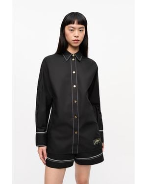 Ganni Cotton Poplin Raglan Shirt - Black